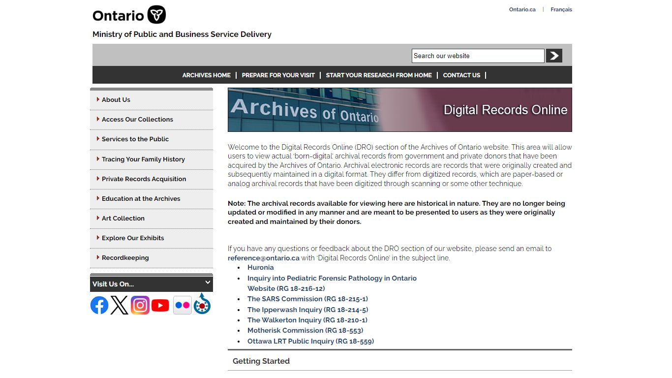 Electronic Records at the Archives of Ontario