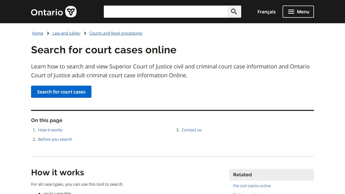Search for court cases online | ontario.ca